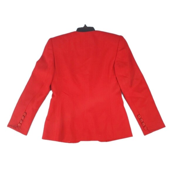 Womens Sz 2p Red Blazer 4 Button Close Pure Woolmark Vintage Lined Joes NY Read - Picture 7 of 16